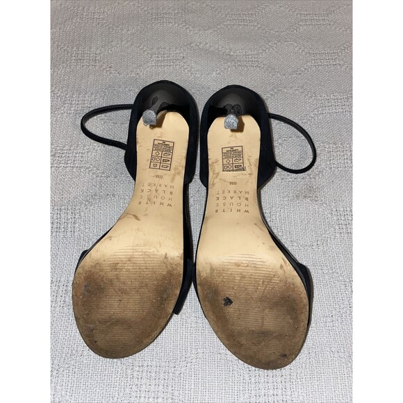 White House Black Market Dress Pumps Women's Size 8 B Black Leather Ankle Strap - Picture 5 of 12
